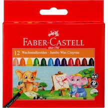 Faber-Castell Süper Yıkanabilir Mum Boya, 12 Renk, Leke Bırakmaz, Jumbo Boy, Parlak ve Yoğun Renkler