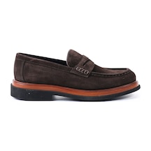 Tuna Hakiki Deri Kahverengi Süet Loafer Erkek Ayakkabı - E4724 Kahverengi