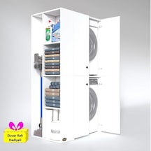 Kenzlife Çamaşır-kurutma Makinesi Dolabı Kapaklı Foka Sol Byz 180 090 60 Banyo Arkalıksız + Tekli Duvar Rafı Hediyeli Beyaz