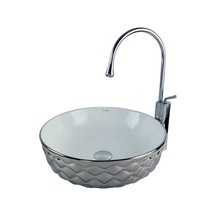 Kapitone 42 Cm Gümüş Beyaz Tezgah Üstü Çanak Lavabo Renkli