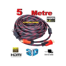 Pc İle Tv Arası 5 Metre Ses Ve Görüntü Kablosu Hdmı Gold Altın Kablo Full Hd 3d 1080p 4k - Örgülü
