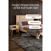 Hüma Dikey Çizgili Model Masif Çam Karyola Ve İki Adet Komodin Seti - Modern Yatak Odası Takımı Hüma Dikey Çizgili Model Masif Çam Karyola Ve İki Adet Komodin Seti - Modern Yatak Odası Takımı