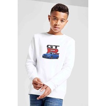 Tshirthane Nissan Gt R Baskılı Unisex Çocuk Beyaz Sweatshirt (534762936)