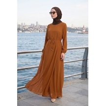 Armine Trend Kolları Lastikli Astarlı Elbise A.kahve 25yt927 Açık Kahverengi