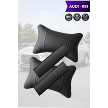Audi Rs3 Uyumlu Deri Yastık Siyah Set Lüks Deri Kemer Koruyucu
