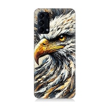 Oppo Reno 5 Uyumlu Detaylı Kartal Bakışı Desenli Silikon Kılıf Çok Renkli