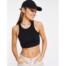 Liona Kadın Halter Yaka Siyah Crop Top Bluz Siyah