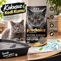 Prochoice Ultra Clumping Aktif Karbonlu Bentonit Kedi Kumu 10 L Kokusuz, Ekstra Güçlü Topaklanan