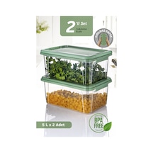 2'li 5 Lt Un Bakliyat Erzak Saklama Kabı Seti - Banyo Düzenleyici Deterjanlık Saklama Kutusu 2x5l Yeşil