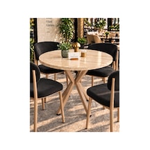 Kalınlaştırmalı Mutfak Cafe Balkon Bahçe Restoran Yemek Masası 70x70 Cappuccino Traverten Yuvarlak Bej Bej
