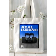Art Hediye Real Racing Mobil Oyun Baskılı Bez Çanta Omuz Çantası Çift Tafaflı Baskı Kişiye Özel 1 Çok Renkli