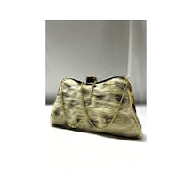 Kadın Bej Suni Kürk Zincirli El Ve Omuz Clutch Portföy Çanta - Bej