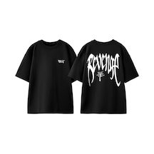 Thewert Xxxtentacion Revenge Logo Tasarım Sırt Baskılı Pamuk Siyah Oversize T-shirt