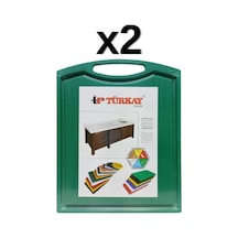 2'li Türkay 32.5x26.5x2 Cm Saplı-oluklu Polietilen Kesme Tahtası Kesim Levhası Yeşil 1244