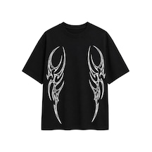 Zaee Inferno Tribal Oversize Tişört Siyah
