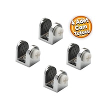 Tırnak Metal Cam Raf Tutucu Cam Etejer Menteşesi Krom Plastik Vidalı 8 mm (4 Adet)