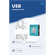 Usb Masaüstü Vantilatör 14,5x14,1 Cm Pvc Gövde Şarjlı Sessiz Komp