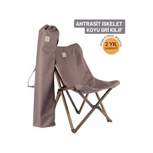 Bag The Joy Ahşap Antrasit İskelet - Koyu Gri Kılıf Sandalye Gri