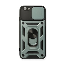 Apple Uyumlu, iPhone  6 Kılıf Pars Lens Yüzüklü Silikon - Yeşil