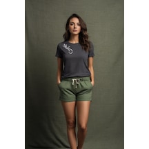 Squitee Tribal Kertenkele Baskılı Antrasit T-shirt - Beden: Xs