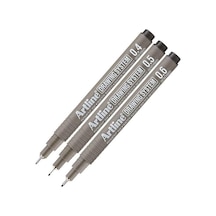 Teknik Çizim Kalemi 0.4-0.5 - 0.6 Mm Siyah 3 Lü Set Artline Drawing Teknik Çizim Kalemi