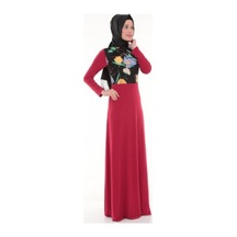 Nidya Moda Büyük Beden Elbise-4046K Kırmızı