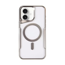 Newface Apple İphone 16 Plus Kılıf Boyi Magsafe Silikon Kapak - Gümüş