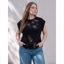 Lcwaıkıkı Curve Siyah Büyük Beden Pile Detaylı Bluz