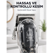 Profesyonel Saç Tıraş Makinesi Şarjlı Lcd Ekranlı 4 Taraklı 1800 Mah Güçlü Motorlu Saç Kesme Makines 1.5 Saat