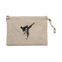 World Karete Fighter Krem Clutch Astarlı Cüzdan / El Çantası Krem