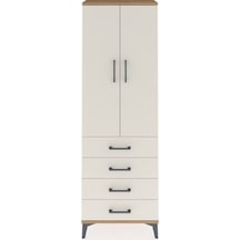 Arges Dolap Tek Raflı 4 Çekmeceli Tek Askılı 60x30x182 Çam-ay... Çam