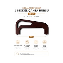 Vollen Yarn Doğal Masif Ahşap L Model Çanta Bursu 25 Cm El Yapımı Çanta Çerçevesi Çanta Aparatı Çanta Aksesuarı Kahverengi