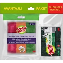 4 Adet Scotch Brite Mikrofiber Bez 3'lü Avantaj Paket Renkli