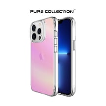 Bix Apple Uyumlu iPhone 13 Pro Max Pure Rainbow Renk Geçişli Şeffaf Kılıf Çizilmeye Dayanıklı Darbe Emici Parmak İzi Önleyici Pembe