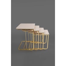 Tekerlekli Veys Sehpa Gold 4 Lü Zigon Sehpa - Orta Sehpa - Yan Se (550703428)