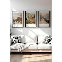 Huhuli Ahşap Siyah Çerçeveli Camille Pissarro Tablo Seti Huhu550