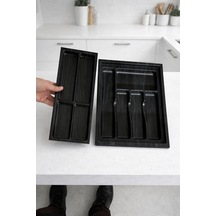 Tr Plastik Mutfak Çekmece Düzenleyici, Siyah, 2 Parçalı Set, Kaşıklık Organizer, 35x45 Cm Diğer