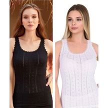 Kit İç Giyim Berrak 8049 6'lı Siyah Ve Beyaz Renkler Kalın Askılı Kadın Atlet Siyah - Beyaz