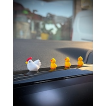 4 Parça Sevimli Tavuk Ailesi Dikiz Aynası Süsü - Ayna Süsü Araba Süsü Torpido Süsü Oto Aksesuar