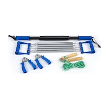 Vücut Geliştirme Spor Seti Kürek Göğüs El Yayı İp Atlama 5 Parça Mavi