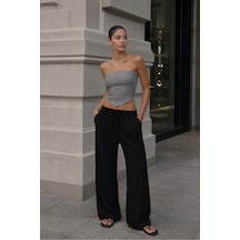 Overmax Siyah Beli Lastikli Bol Paça Pantolon Yazın Favorisi Siyah - 887940803 Siyah