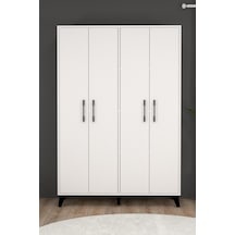 Aras Dört Kapaklı Modern Beyaz Gardırop