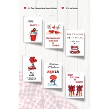 Love Temalı Kahve Sunum Kartları 6 Lı Motto Kart Tebrik Kartı