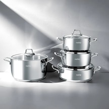 Nehir Silver Klasik 8 Parça Paslanmaz Çelik Tencere Seti