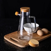 Mithra Life 2 Adet Bambu Kapaklı Borosilikat Cam Yağdanlık 900 Ml Mıt1071 Diğer