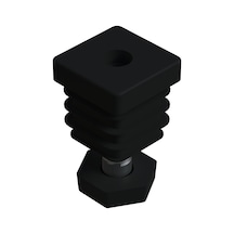 Cateksss 30x30 Mm Kademeli Plastik 6 Köşe Rotil Ayak M10 - Profil Ayağı Tezgah Ayarlı Ayak Siyah - 52 Li Paket
