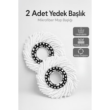2'li Mikrofiber Mop Yedek Başlığı 26 Cm Döner Mop Uyumlu