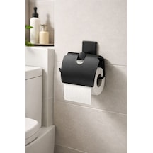 Buççin Online Mağaza Dikdörtgen Yapışkanlı Siyah Kapaklı Tuvalet Kağıtlığı Wc Kağıtlık Tutucu Delmeden Kullanım Metal Siy Çok Renkli