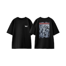 Thewert Iron Maiden Fear Dark Tasarım Sırt Baskılı Pamuk Siyah Oversize T-shirt