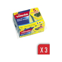 Vileda 5'Li Yeşil Düz Hijyenik Bulaşık Süngeri 3'Lü Paket